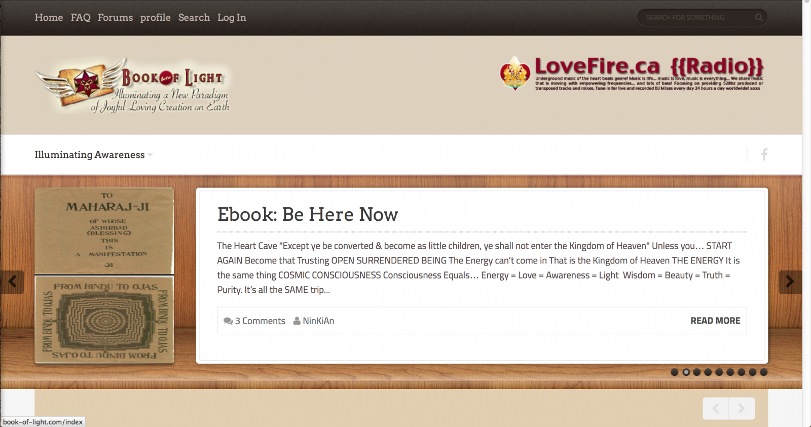 Second Book of Light Website Joomla