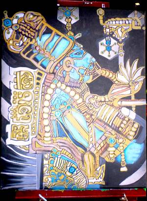 Blue Mayan Astronaut