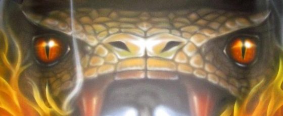 Video: Airbrushed “Fire Breathing Viper” on Dodge Viper Hood – A Chronology