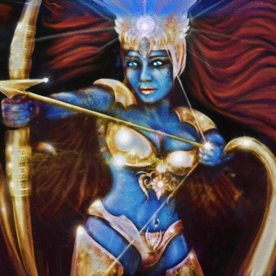 Blue Warrior Goddess.. Fire follows her..